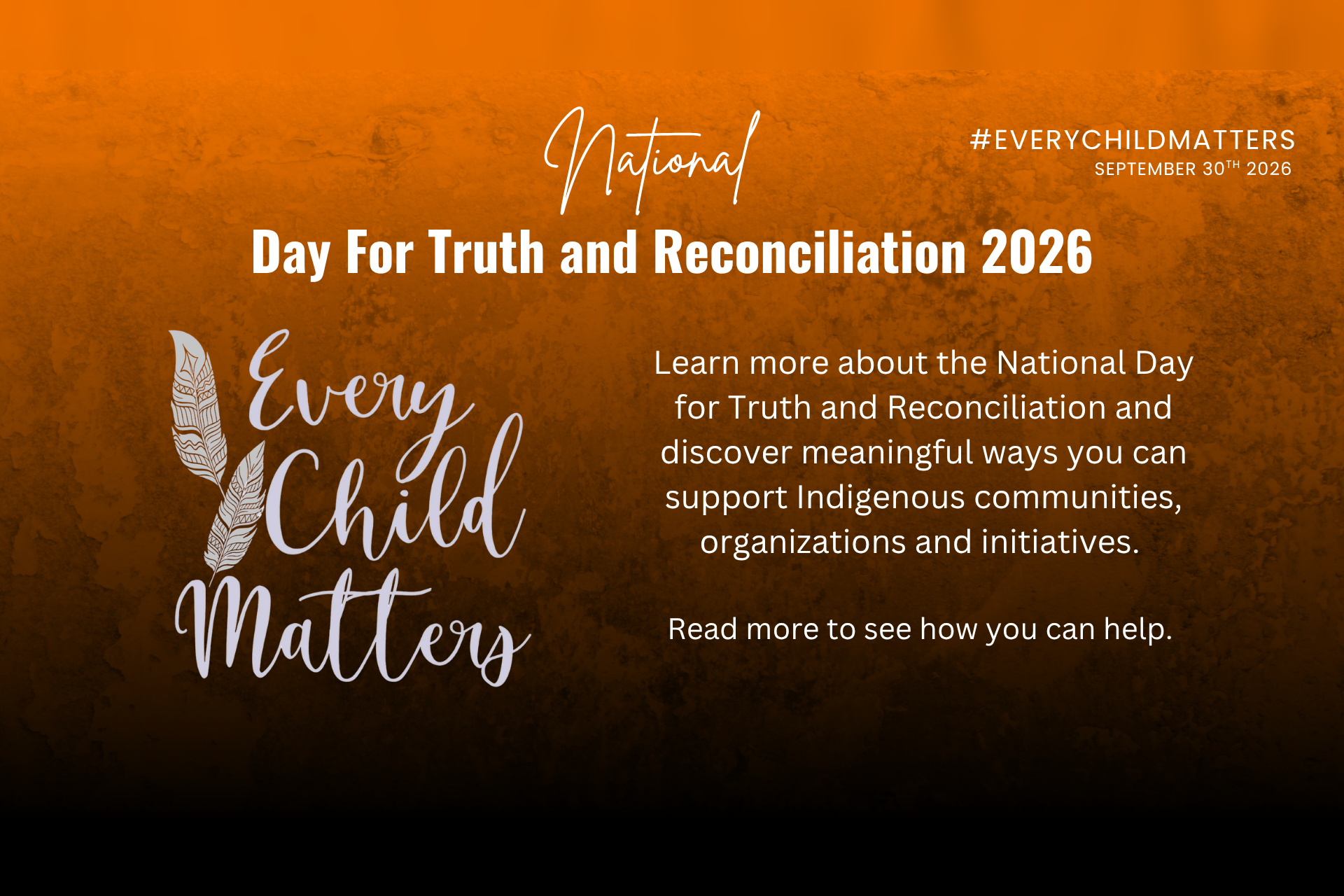 Every Child Matters, with two feathers — National Day for Truth and Reconciliation, September 30, 2026